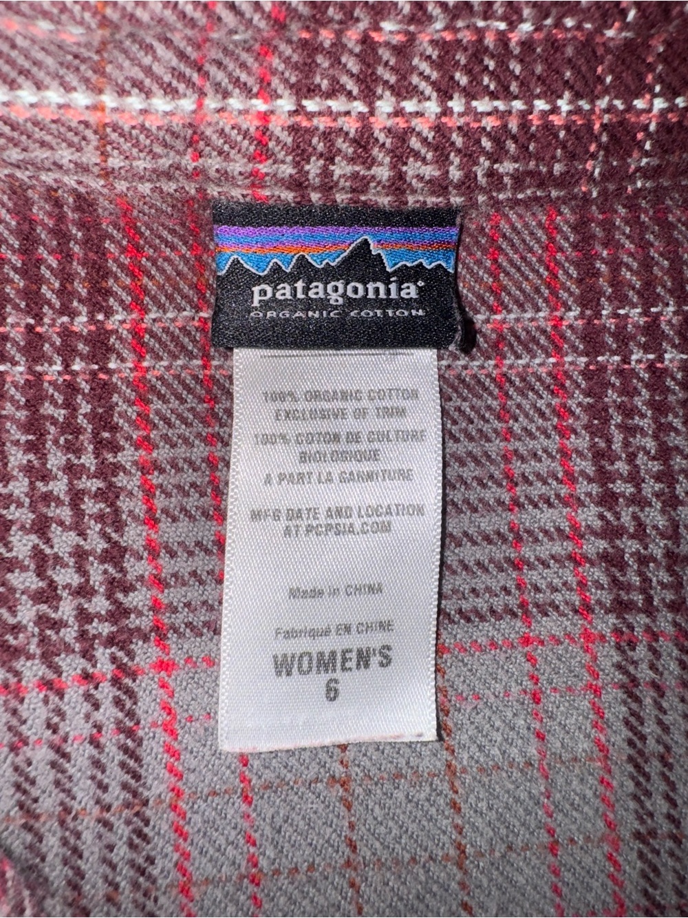 Patagonia Organic Cotton Plaid Button Front Shirt Women’s Size 6 Long Sleeve - Picture 5 of 7